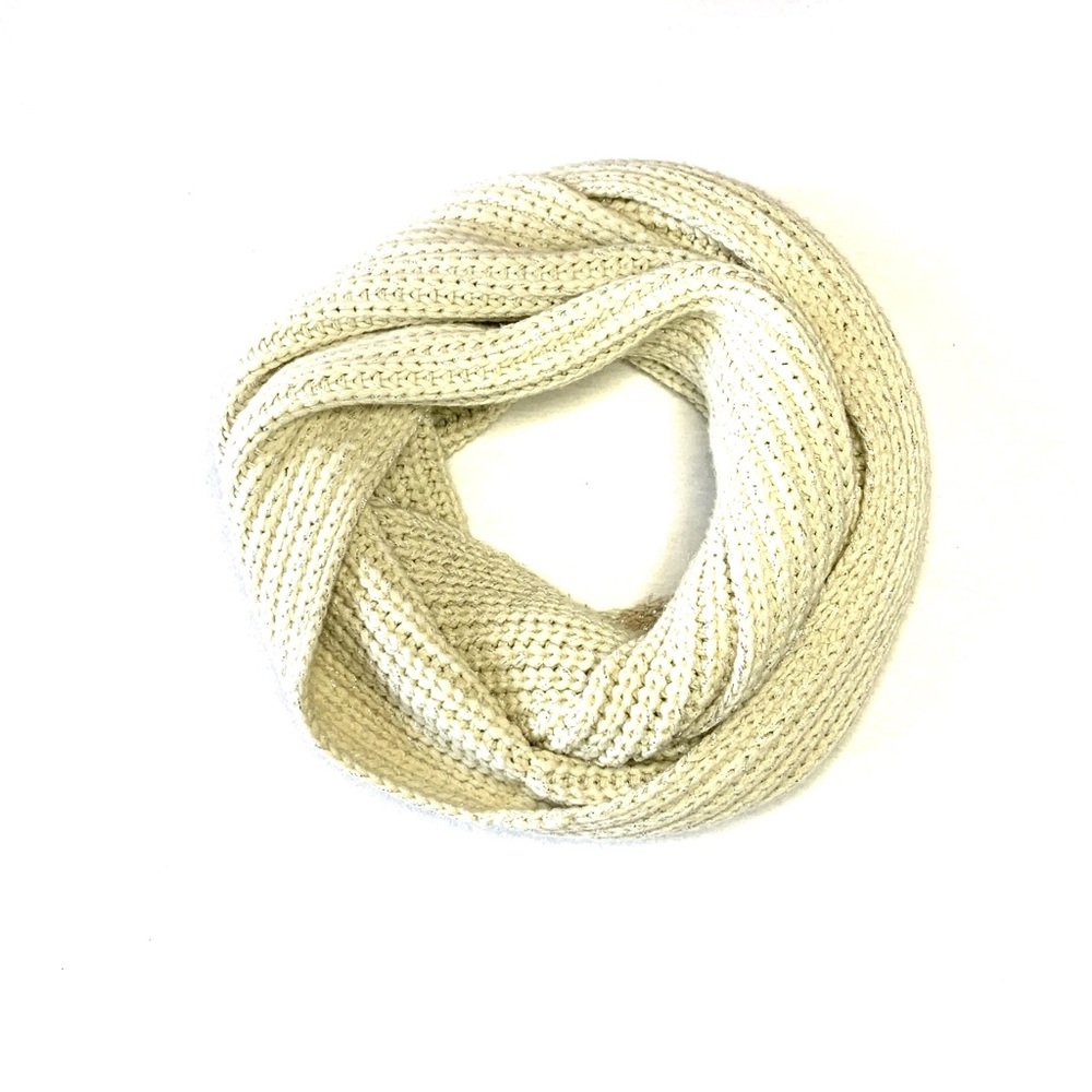 Vintage J.Crew Ivory and Silver Knit Infinity Scarf